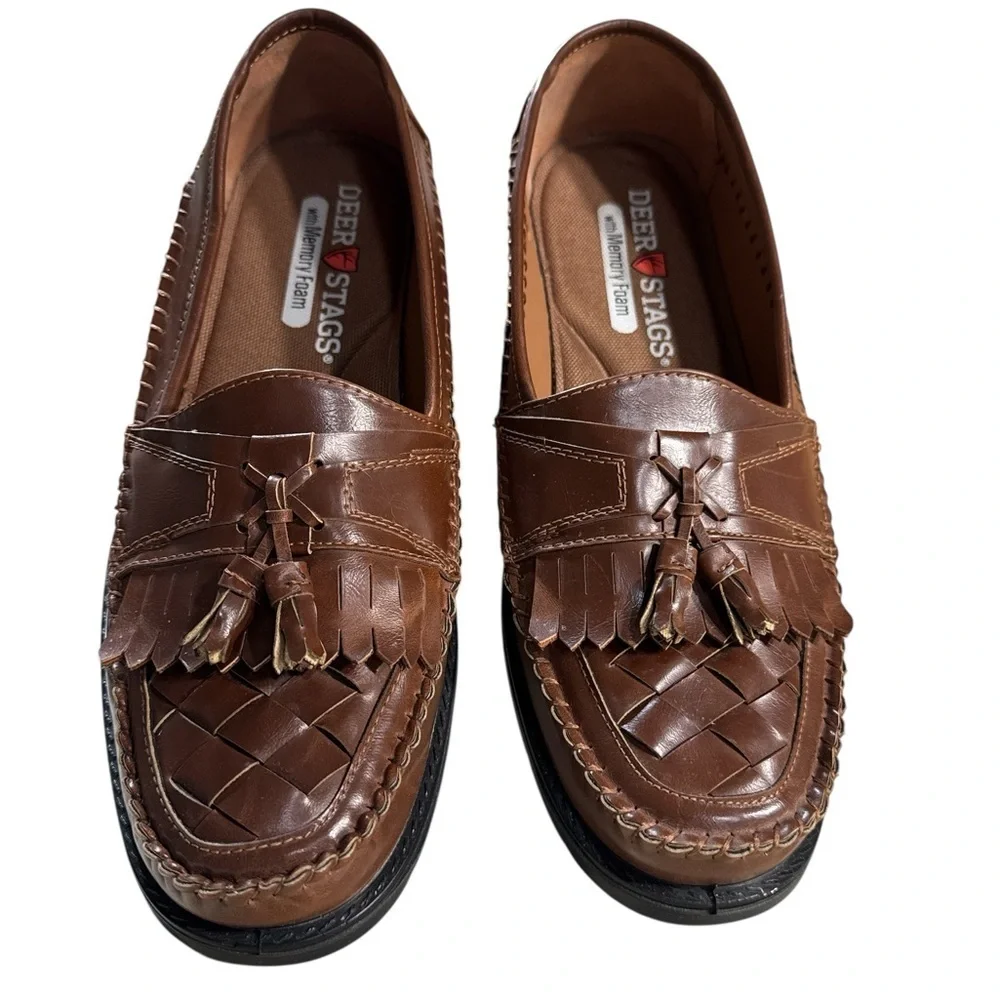 Deer Stags Herman Brown Tassel Kiltie Woven Loafers Memory Foam Men’s Size 13M